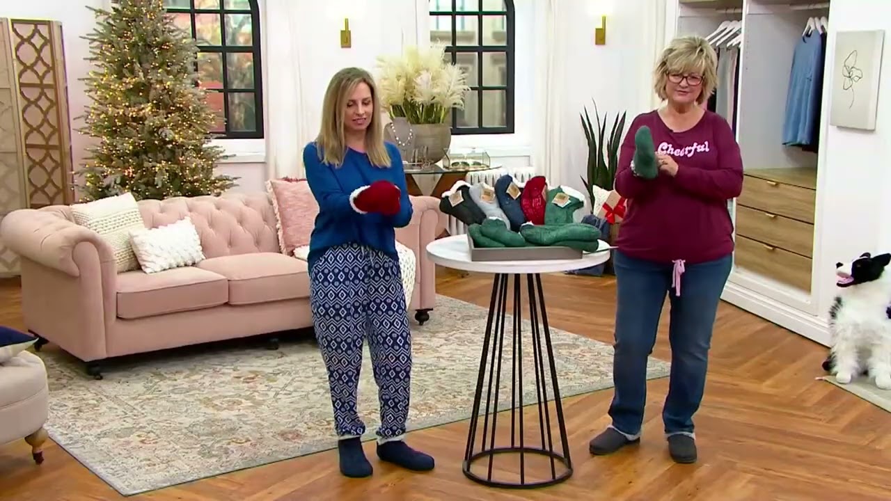 MUK LUKS Shea Butter Cabin Socks on QVC