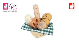 Janod Panier De Boulangerie En Bois Avec 6 Accessoires Réalistes - Corbeille Viennoiseries Dinette - Idéal Pour Développer L'Imagination Dès 3 Ans - J06645