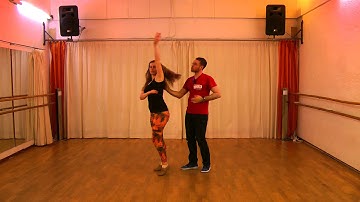 Brazilian zouk Rio Style. Beginners. 10.06.15. Turning the lady with the upper arm after a turn