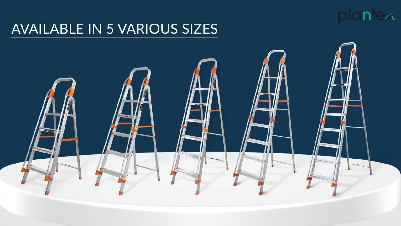 Plantex Secura Steps Aluminium Ladder for Home/Foldable Ladder with Support Hand Rail 