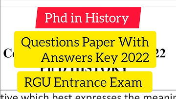 Phd in History Question paper 2022  RGUCET 2023 l Answer key CUET Phd in History Question Paper 2022