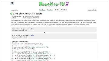 Java Practice It || 4.13 colors || if/ else statement, scanner, input