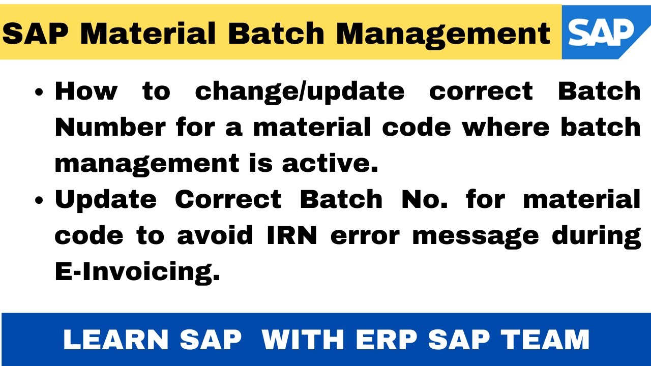 How To Change Correct Batch No For A Material  To Avoid Irn Error Message During E-Invoicing In Sap.