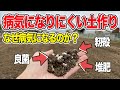 病気になりにくい土作り　良菌＋籾殻＋堆肥の組み合わせ