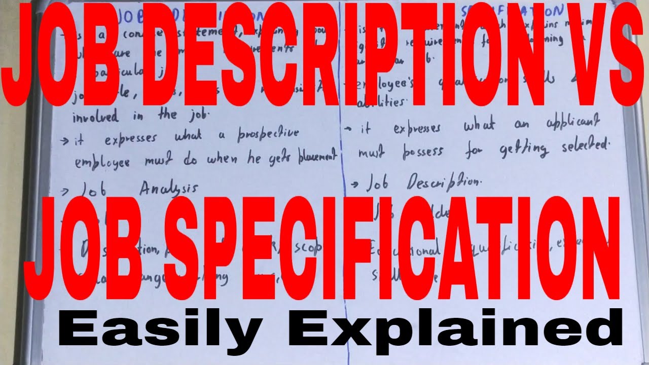 Job Description vs Job SpecificationDifference between job description