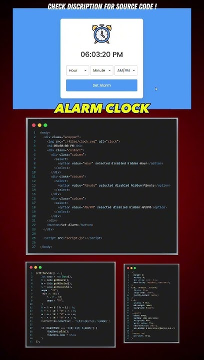 Alarms Clock using html css Javascript #coding #programming #javascript ...