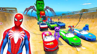 GTA 5 COLORS SPIDER-MAN, POPPY PLAYTIME, Five Nights at Freddy's Join TESLA CYBERTRUCK Racing #981
