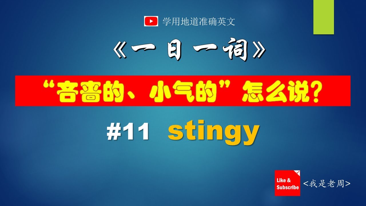 《一日一词》 / #11 形容词：吝啬的、小气的 = STINGY / 学用地道词汇
