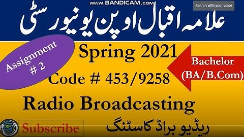 AIOU Code 453 Solved Asignment No.2 Spring  2021 | Subject: Radio Broadcasting | Level: Bachelor/BA