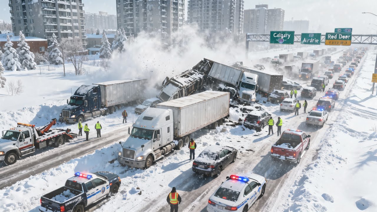 Tragedy in Alberta, Canada! Traffic chaos, blizzard in Calgary