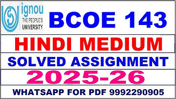 BCOE 143 solved assignment 2025-26 in Hindi || bcoe 143 solved assignment 2026 || bcoe143 2025-26