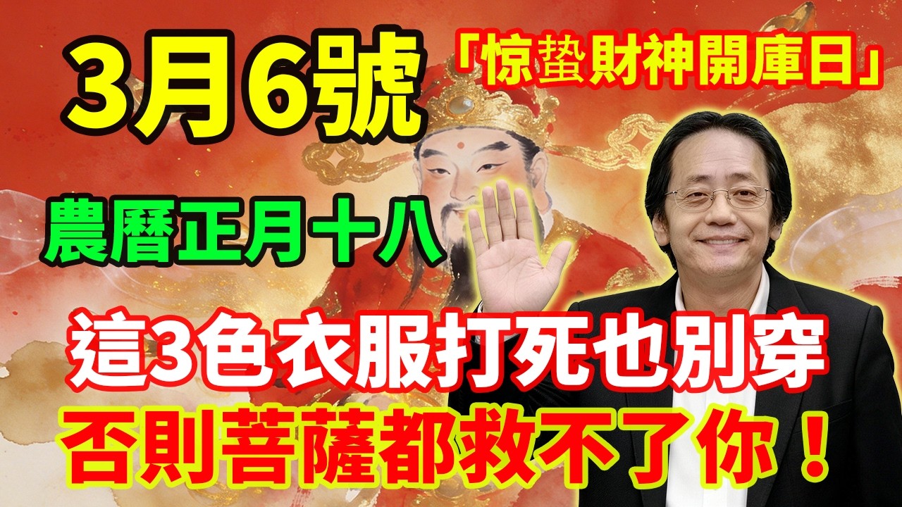 就在剛剛，財神顯靈了！3月6號，農曆正月十八，「惊蛰財神開庫日」，財神要送財了，這3色衣服打死也別穿，否則菩薩都救不了你！#佛學 #佛淨 #佛陀 #佛法 #佛教 #修行