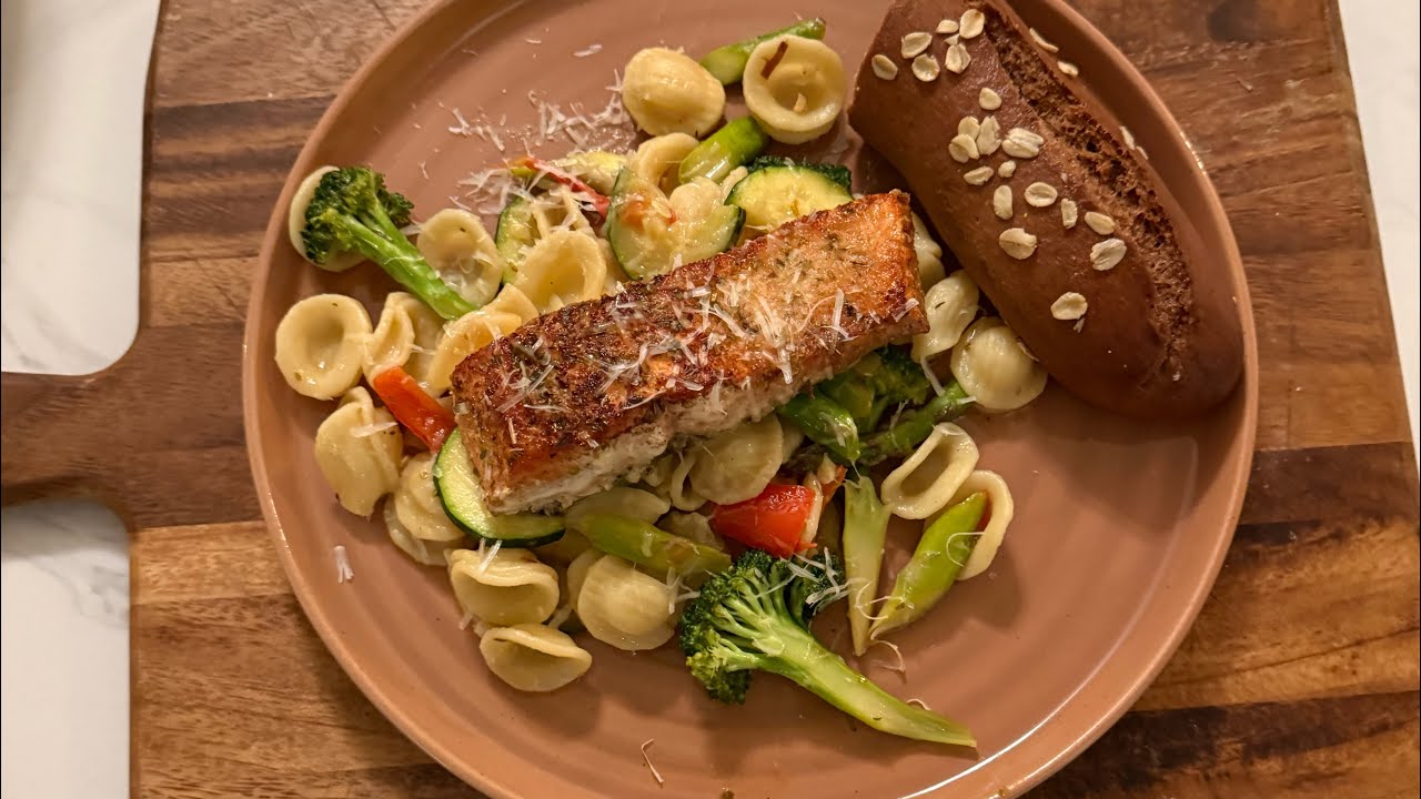 Salmon, Pasta, and Honey Wheat Bread