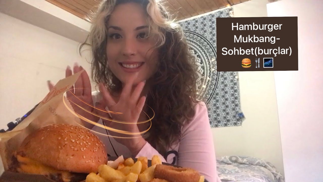 ASMR-Hamburger Mukbang-Sohbet(burçlar)🍔🍴🌌#mukbang #asmr #türkçeasmr