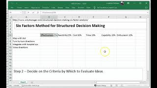 Easy Structured Decision Making: The Six Factors Method