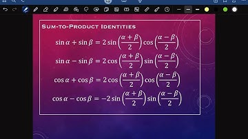 3.4 Product-to-Sum and Sum-to-Product Formulas (part 1)