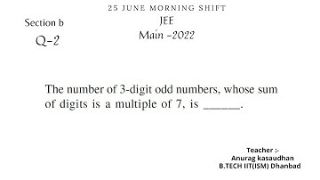 JEE main 2022:- 25 June shift-1 Math paper section b (Q 2) solution | #jeemain2022 #projecteducation