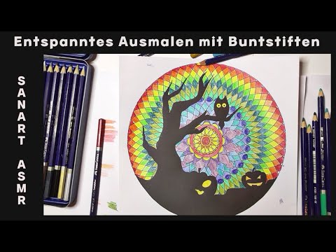 ASMR ENTSPANNTES AUSMALEN mit BUNTSTIFTEN und viiiiel GEFLÜSTER -Halloween- DEUTSCH