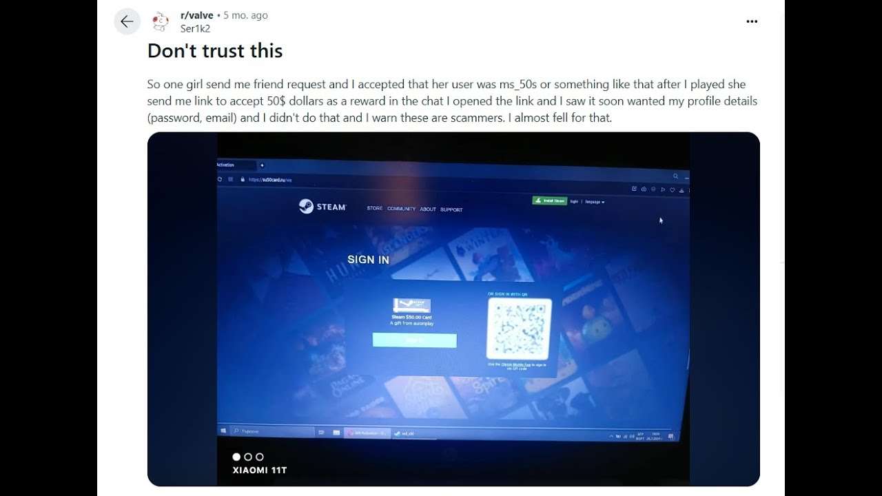 do not fall for this this is a very easy to spot scam (steam) - YouTube