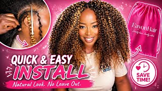 #605.  Quick & Easy Feather Crochet Hair Install Pretty Curls D4/30 Color FT. Eayon Hair