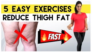 5 Easy Thigh Fat Exercises at Home - How To Lose Thigh Fat Fast - Get Slim Legs & Tone Thigh Workout