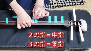 三味線独学の基礎授業　音の取り方　弦を抑える場所（勘所）を付箋でわかりやすく説明。Lesson to learn the shamisen　by yourself　#STAYHOME のコピー