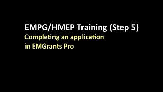 EMPG/HMEP Training - Step Five: Application (Documents)