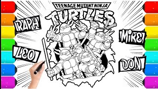 Drawing and coloring TMNT ninja turtles teamwork | super heroes coloring pages