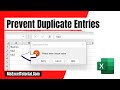 How to Prevent Duplicate Entries in Excel