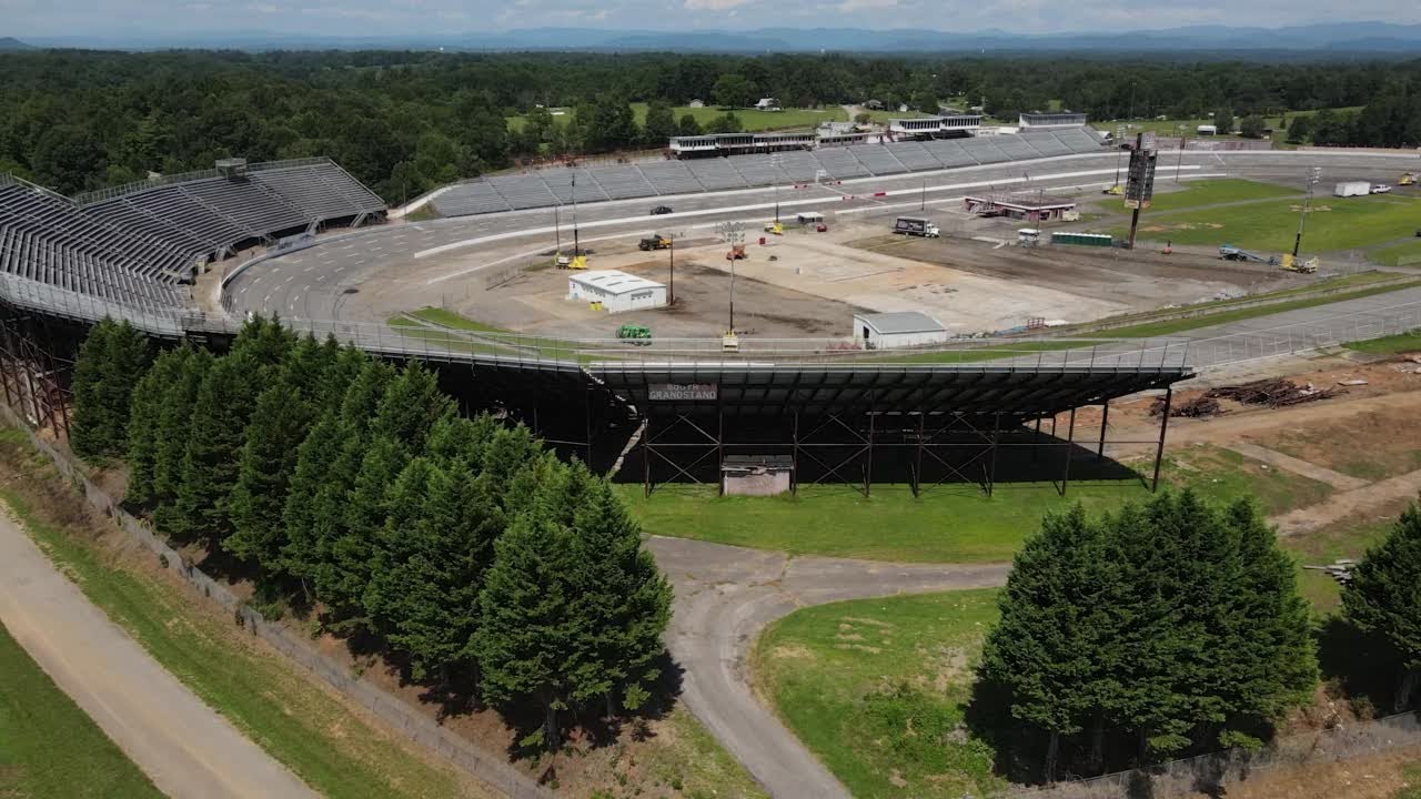 An aerial view of North Wilkesboro Speedway as they prepare for a