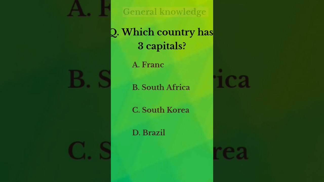 Which country has 3 capitals // Gk Quiz // GeneralknowledgeClasses24 // 