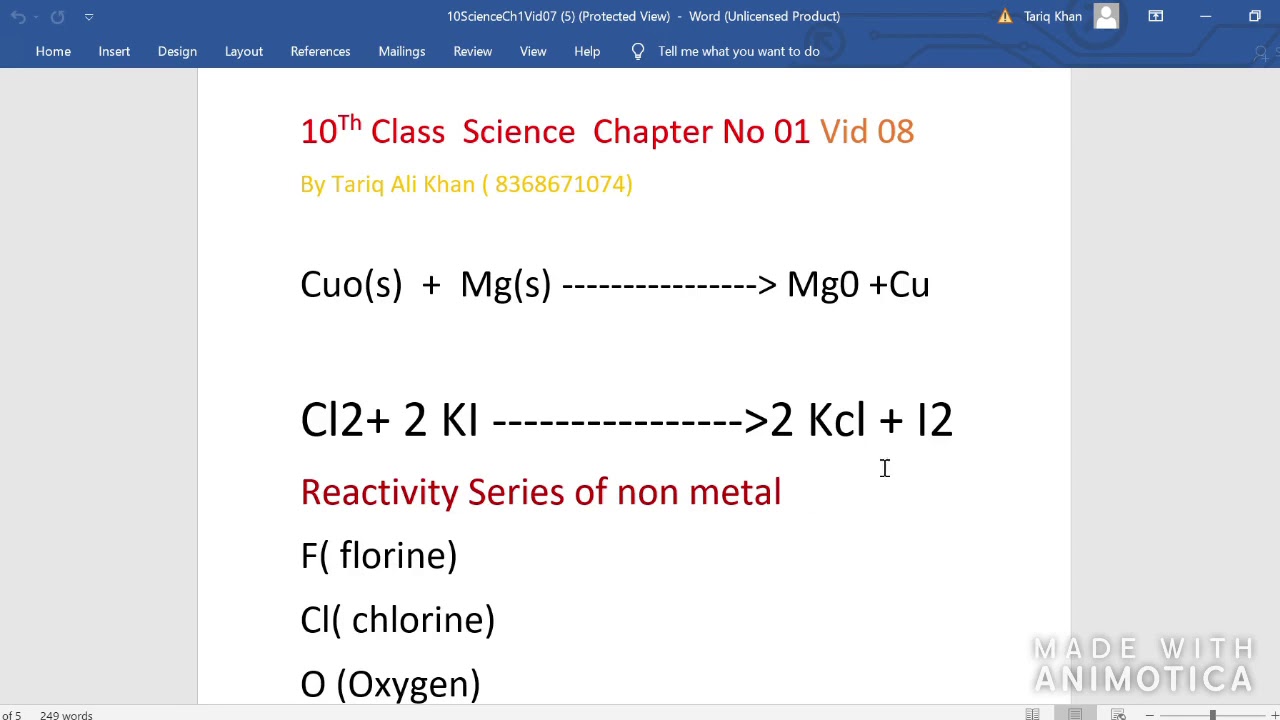 10 Science Chapter 1 Displacement Reaction Thermite Reaction YouTube