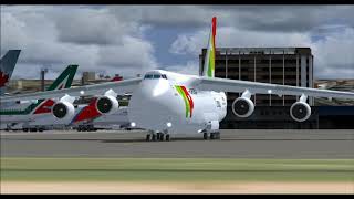 ANTONOV AN124 TAP PORTUGAL CARGO FICTITIOUS LIVERY TAKE OFF FROM GUARULHOS INTL AIRPORT FS9 HD