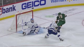 Marcus Foligno tucks silky backhander past Vasilevskiy