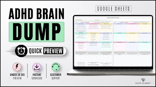 ADHD Brain Dump Template Google Sheets Editable Printable | Quick Preview