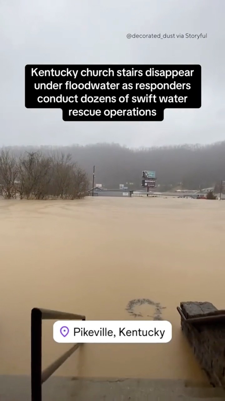 Stairs of Kentucky church covered by floodwaters #shorts