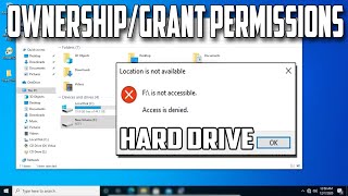 how to take ownership and grant permissions of entire hard drive in windows 10 pc or laptop