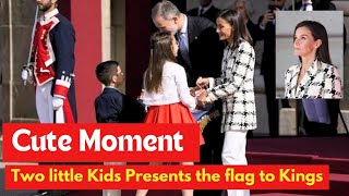 King Felipe And Queen Letizia Received Flag From Two Little Kids | Cute Moment | Royals