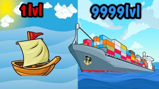 MAX LEVEL EVOLUTION WATER TRANSPORT & BUILDINGS in Idle Ferry Tycoon screenshot 2