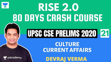 L21: Culture | 15 Months Current Affairs | Prelims 2020 Crash Course | Devraj Verma