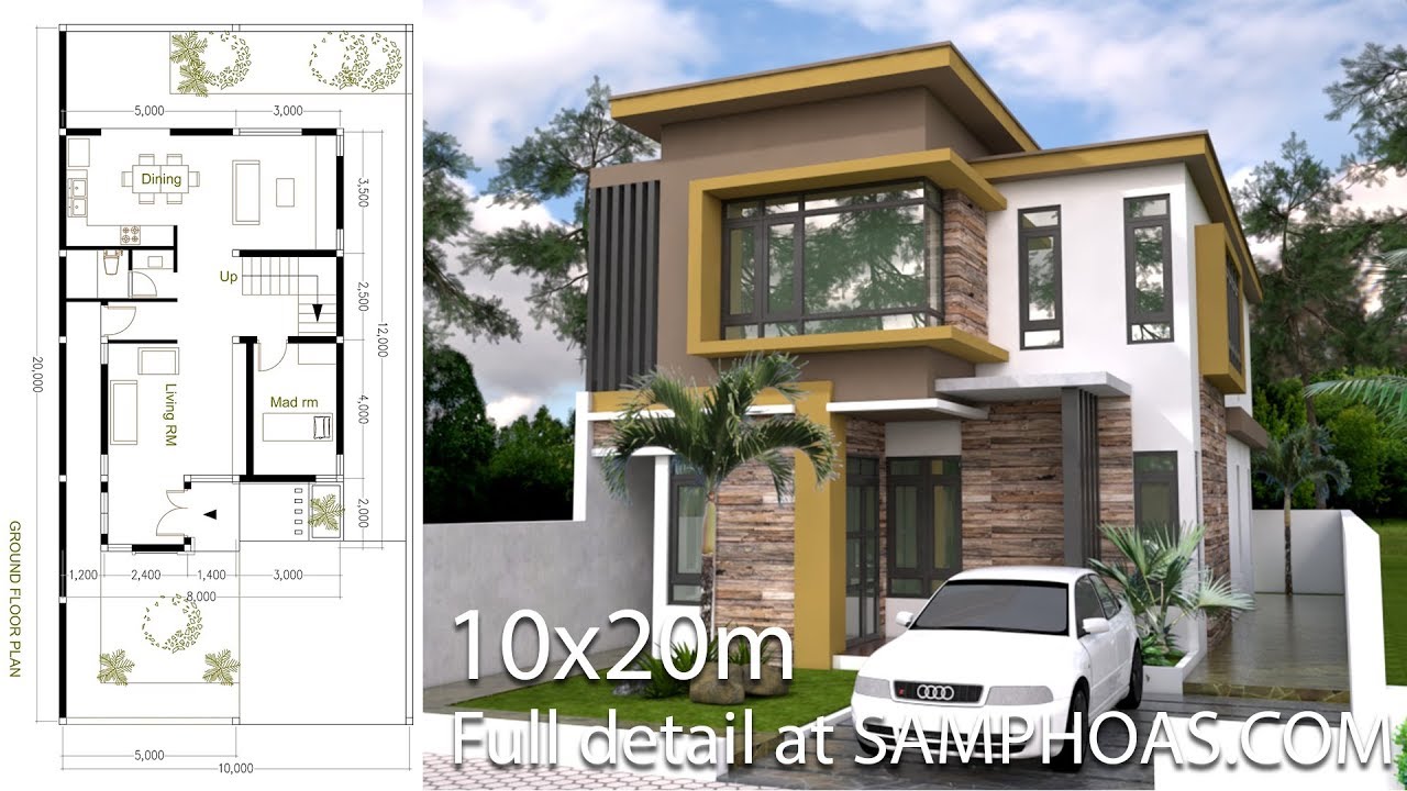 SketchUp Modern Home  Plan  Size 8x12m With 3 Bedroom YouTube