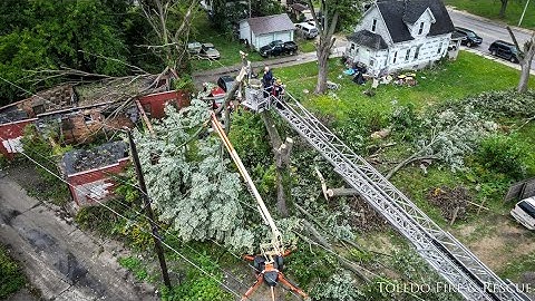 WATCH: Crews rescue tree trimming worker trapped in boom lift