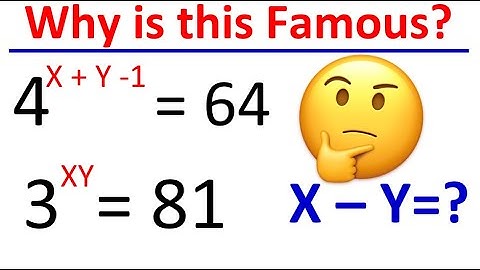 Exponential equation | Find X-Y in 4^(x+y-1)=64 and 3^xy=81 | algebraic problem| Algebra | Math