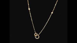 Interlocking Circle Diamond Necklace in 18K Rose Gold. Symbol of Connection. screenshot 5