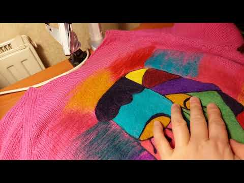 Рисую шерстью на одежде. иглопробивная техника сухое валяние, фильцевание, фелтинг.
