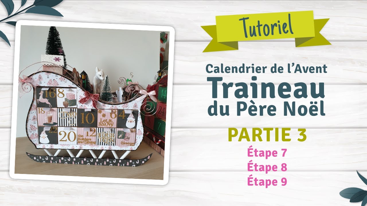 Calendrier de l'Avent traineau bois 37,5x25x17cm - MegaCrea DIY