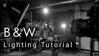 Lighting Handbook Tutorial - Breaking down a black and white 4 light portrait setup using hard light