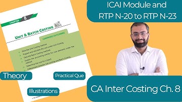 Unit and Batch Costing | CA Inter Costing Revision Ch. 8 | ICAI Module and RTP N-20 to RTP N-23