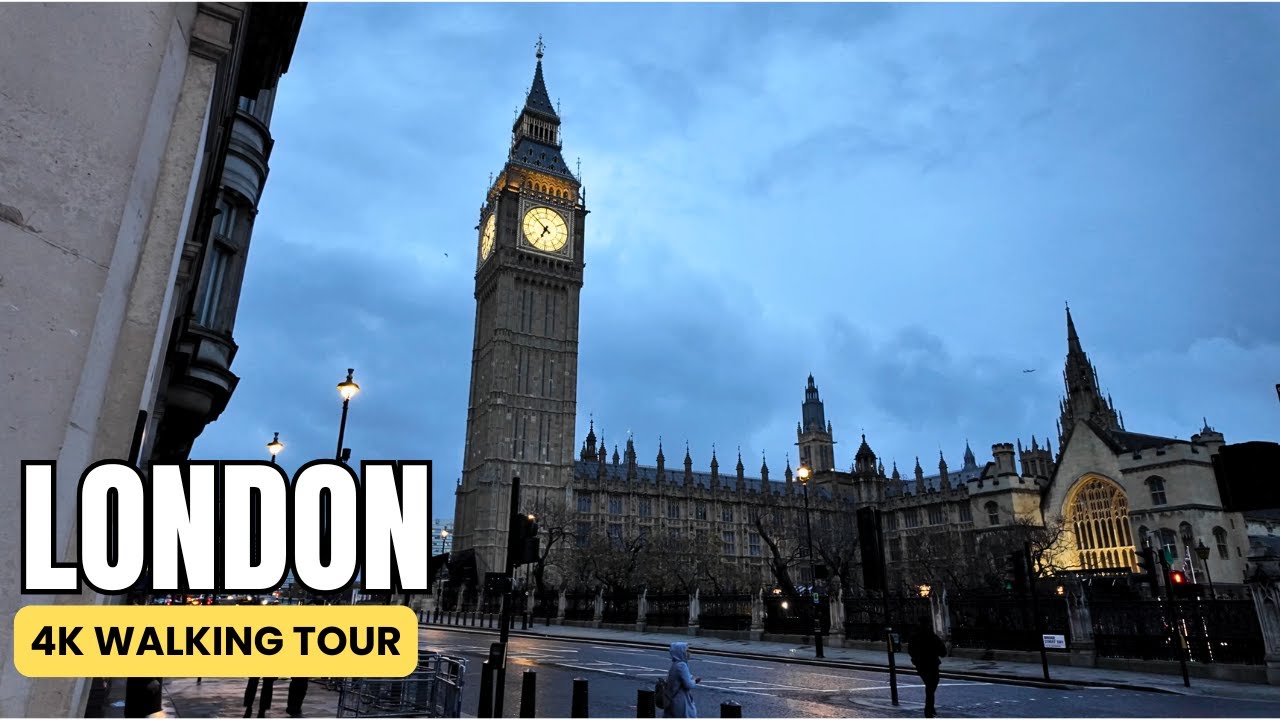 Empty London Streets at Dawn | Trafalgar to Big Ben 6AM Walking Tour 4K