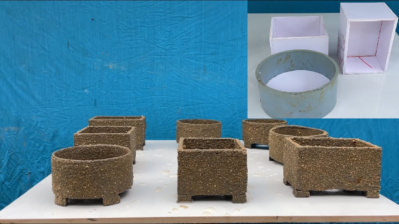 Необычная технология изготовления цементных горшков для цветов